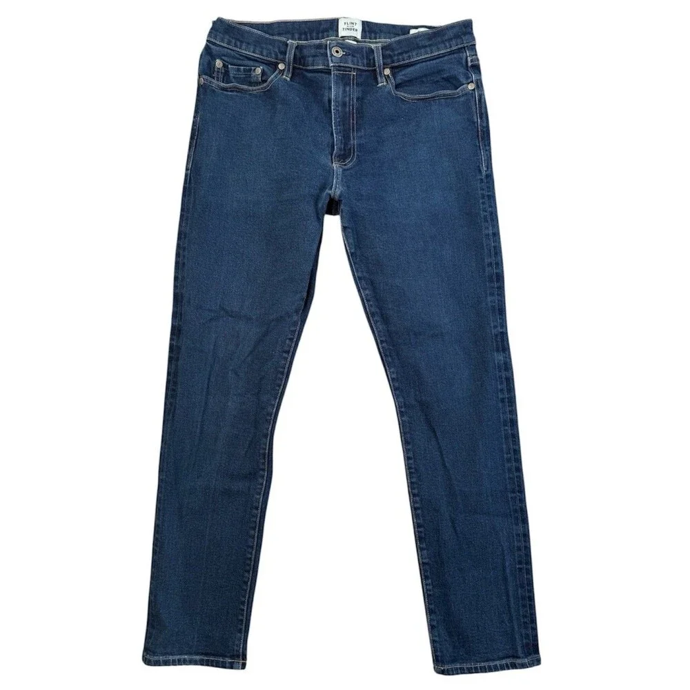 Flint And Tinder Slim Fit Selvidge Dark Wash Jeans Men’s Size 33 By 30